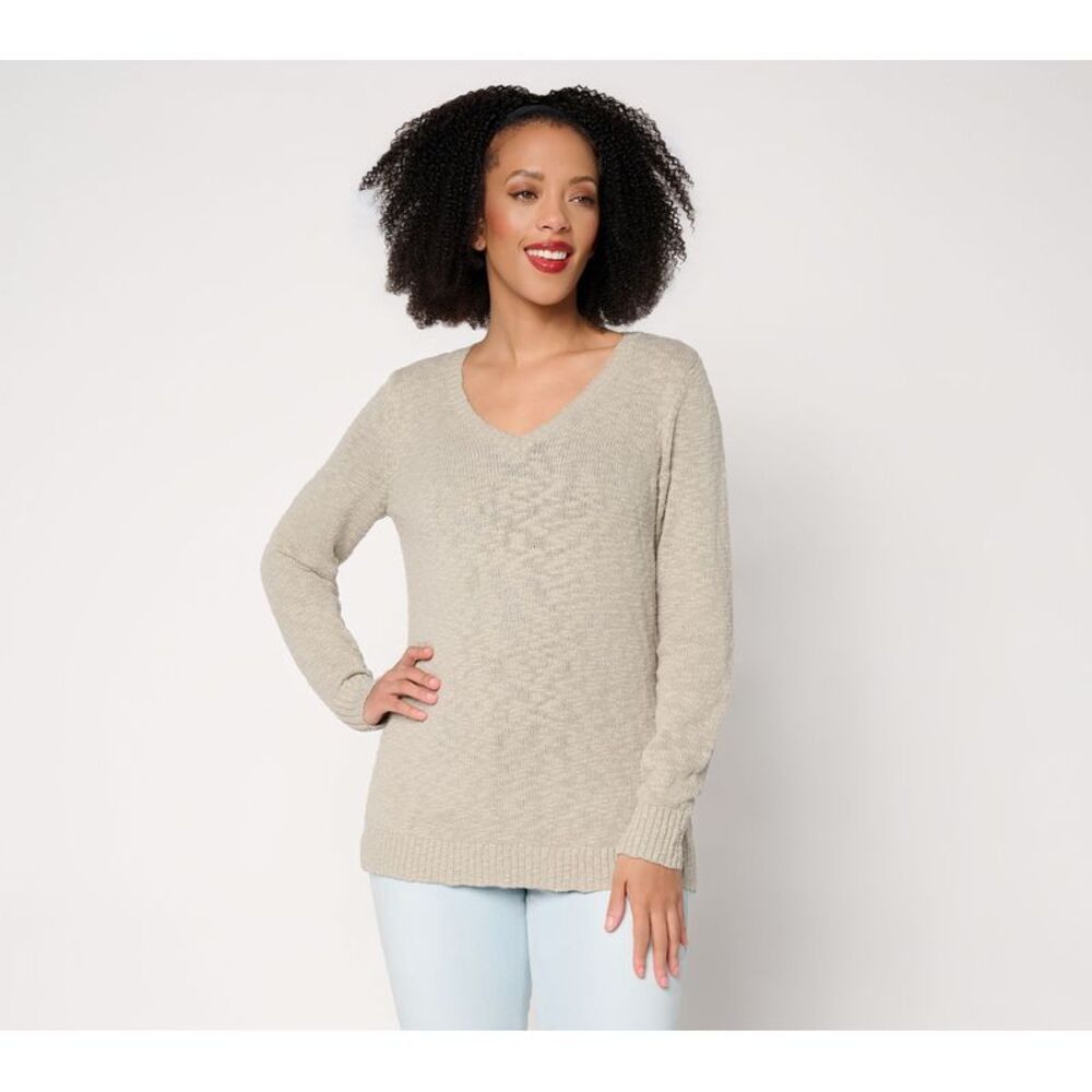 Belle by Kim Gravel Women's Top Sweater Sz M Gotta Getaway 100% Green A687893